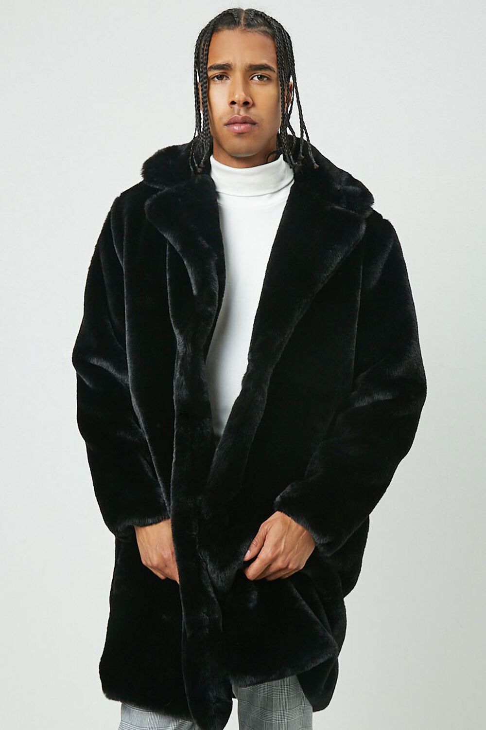 Monogrammed knit jacket with faux fur black - Women