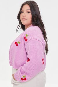 PURPLE/MULTI Plus Size Cherry Cardigan Sweater, image 2