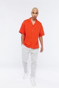 RED Cuban Collar Linen-Blend Shirt, image 5