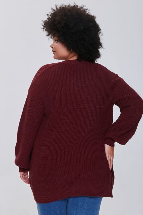 WINE Plus Size Patch-Pocket Cardigan Sweater, image 3