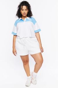 Plus Size Colorblock Cropped Polo Shirt, image 4