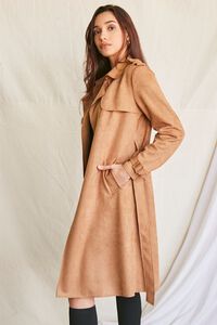 TAUPE Faux Suede Duster Trench Jacket, image 2