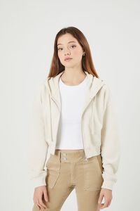 BIRCH Ribbed Cropped Zip-Up Hoodie, image 1