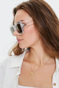 CLEAR/BROWN Square Tinted Sunglasses, image 2