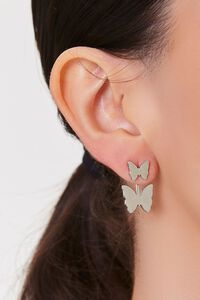 SILVER Butterfly Charm Ear Jackets, image 1