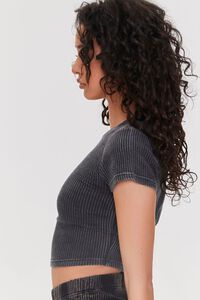 CHARCOAL Cropped Waffle Knit Tee, image 2