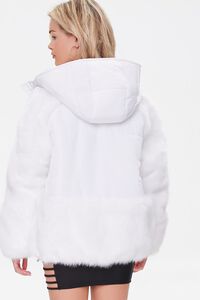 WHITE/WHITE Faux Fur-Trim Puffer Jacket, image 3