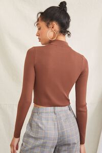 BROWN Fitted Sweater-Knit Crop Top, image 3