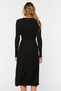 BLACK Belted Surplice Midi Dress, image 3