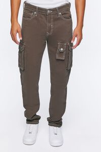 DARK BROWN Slim-Fit Denim Cargo Pants, image 2