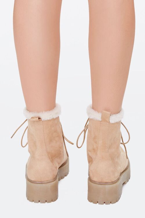 TAN Faux Suede Lace-Up Booties, image 3