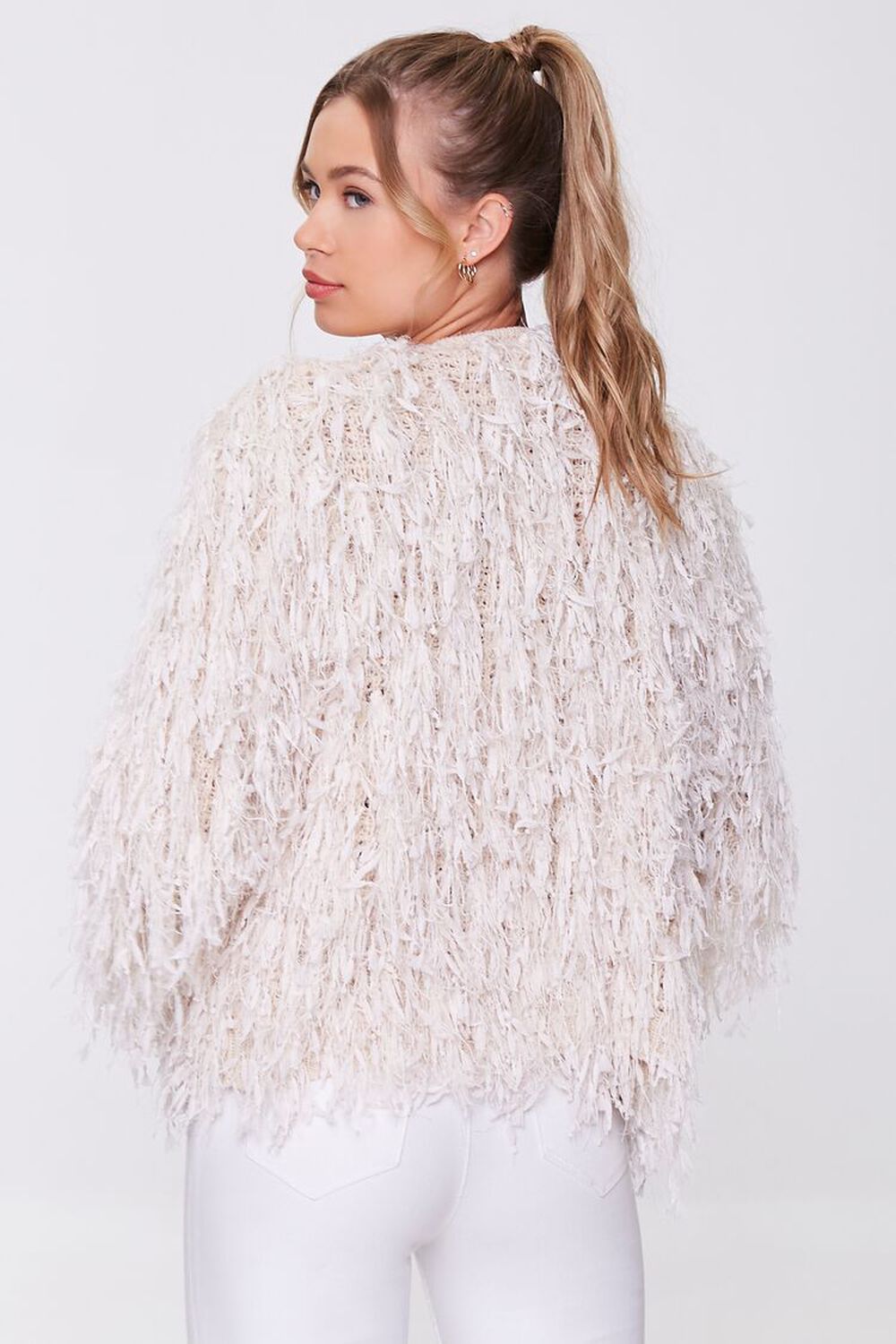 CREAM Shaggy Open-Front Cardigan Sweater, image 3