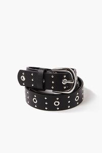 BLACK/SILVER Studded Faux Leather Hip Belt, image 3