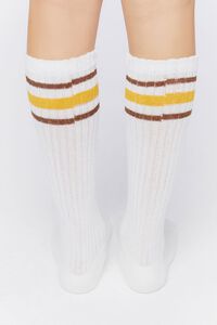 WHITE/YELLOW Varsity-Striped Crew Socks, image 3