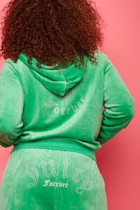 GREEN/SILVER Plus Size Juicy Couture Velour Zip-Up Jacket, image 3