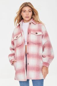 ROSE/MULTI Plaid Button-Front Shacket, image 2