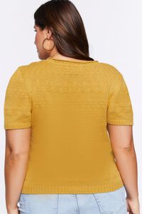 MATTE GOLD Plus Size Cable-Knit Cardigan Sweater, image 3