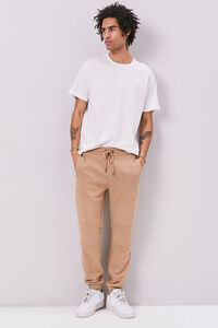 TAUPE French Terry Drawstring Moto Joggers, image 5