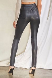 BLACK Faux Leather Skinny Pants, image 4