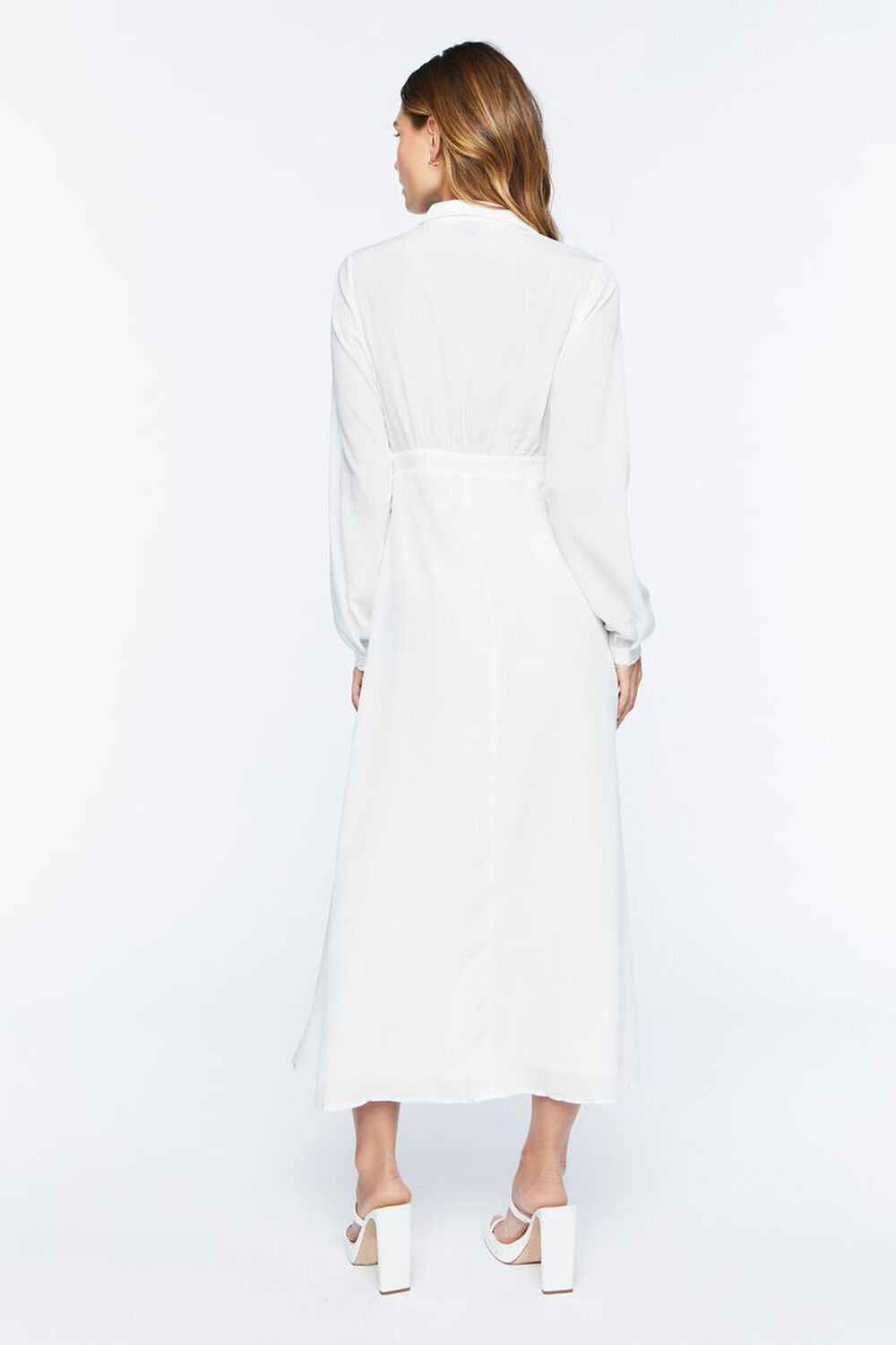WHITE Collared Wrap Maxi Dress, image 3