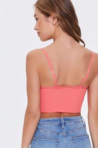 NEON CORAL Ribbed Lace-Trim Bralette, image 3