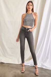 BLACK/SILVER Glitter Knit Cropped Cami, image 5