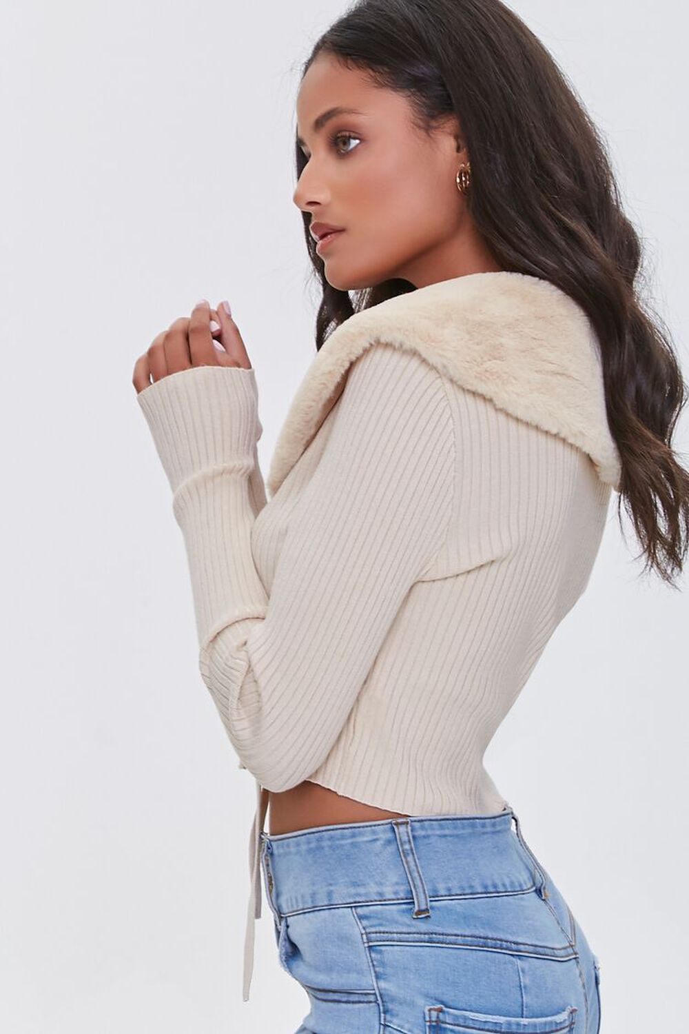 SAND Faux Fur Cropped Sweater, image 2