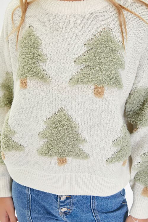 IVORY/MULTI Textured Tree Pattern Sweater, image 5