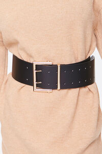 BLACK Wide Faux Leather Waist Belt, image 1