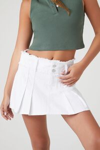 WHITE Frayed Pleated Mini Skirt, image 6