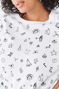 WHITE/BLACK Plus Size Christmas Print Sweatshirt, image 5