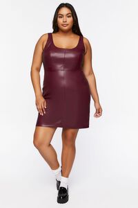 MERLOT Plus Size Faux Leather Mini Dress, image 4