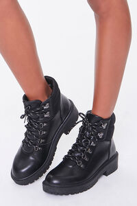 Padded Faux Leather Ankle Boots, image 1