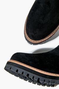 BLACK Faux Suede Lug Chelsea Boots, image 5