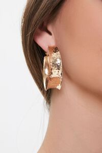 GOLD Hammered Hoop Earrings, image 1