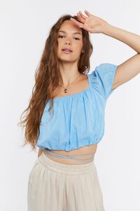 BLUE WATER Lace-Back Crop Top, image 1