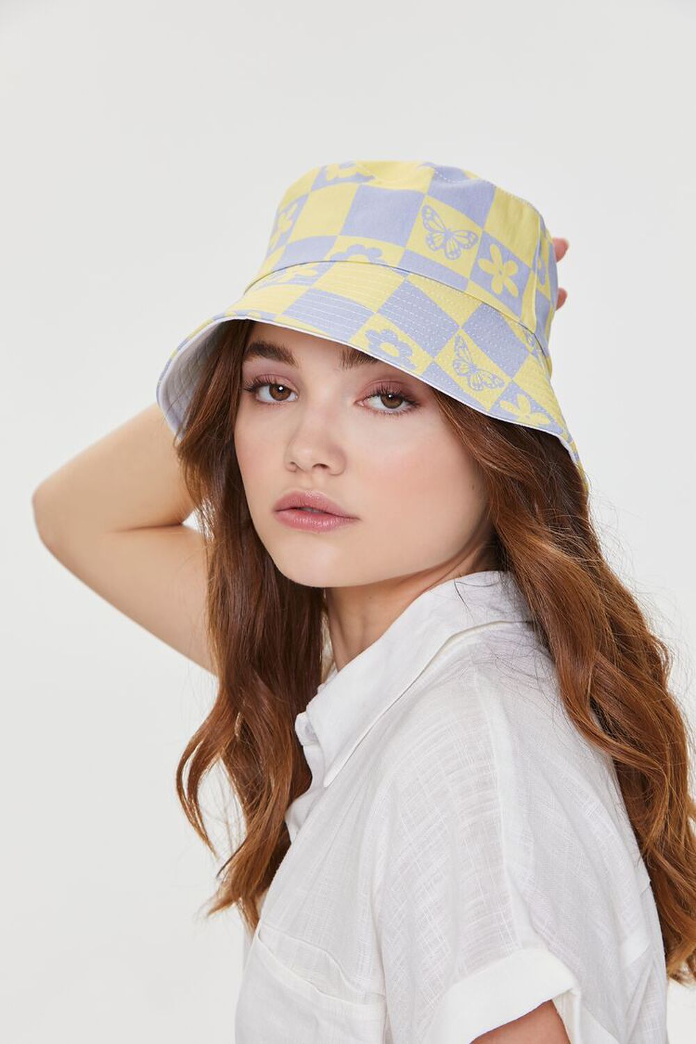 Butterfly Checkered Bucket Hat, image 2