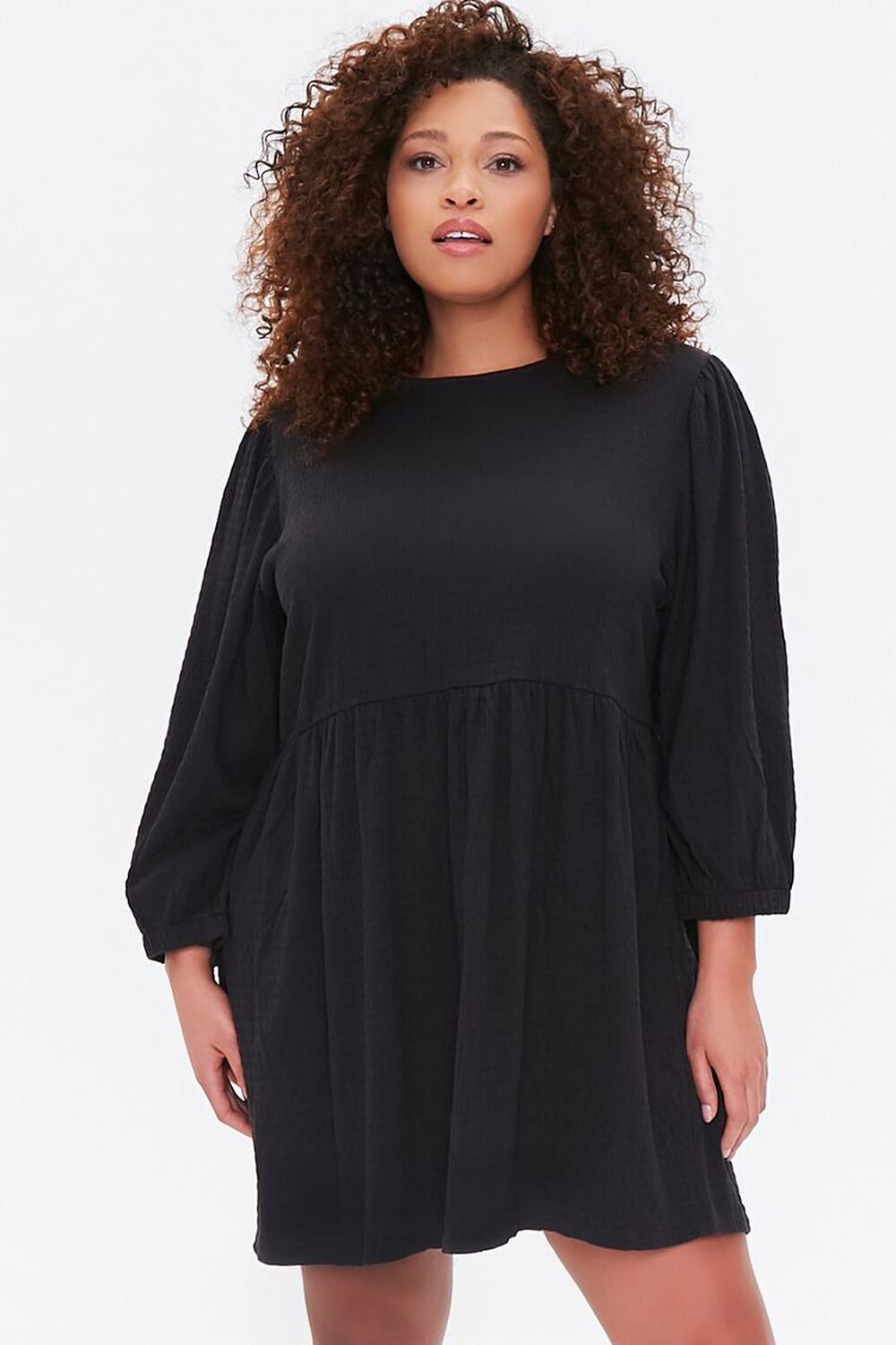 BLACK Plus Size Textured Mini Dress, image 1
