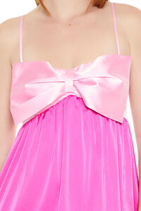 PINK/MULTI Colorblock Bow Mini Babydoll Dress, image 5