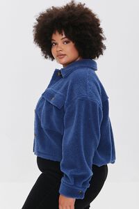 BLUE Plus Size Faux Shearling Jacket, image 3