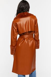 GINGER Faux Leather Belted Trench Coat, image 3