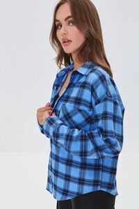 BLUE/MULTI Plaid Button-Front Flannel Shirt, image 2