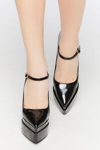 BLACK Mary Jane Pointed-Toe Platform Heels, image 4