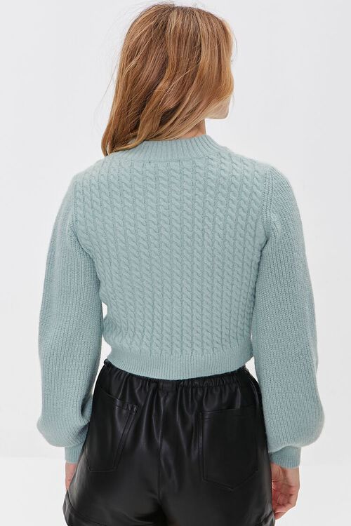 SAGE Cable Knit Peasant Sleeve Sweater, image 3