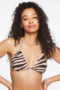 AUBURN/BLACK Tiger Striped Halter Bikini Top, image 1