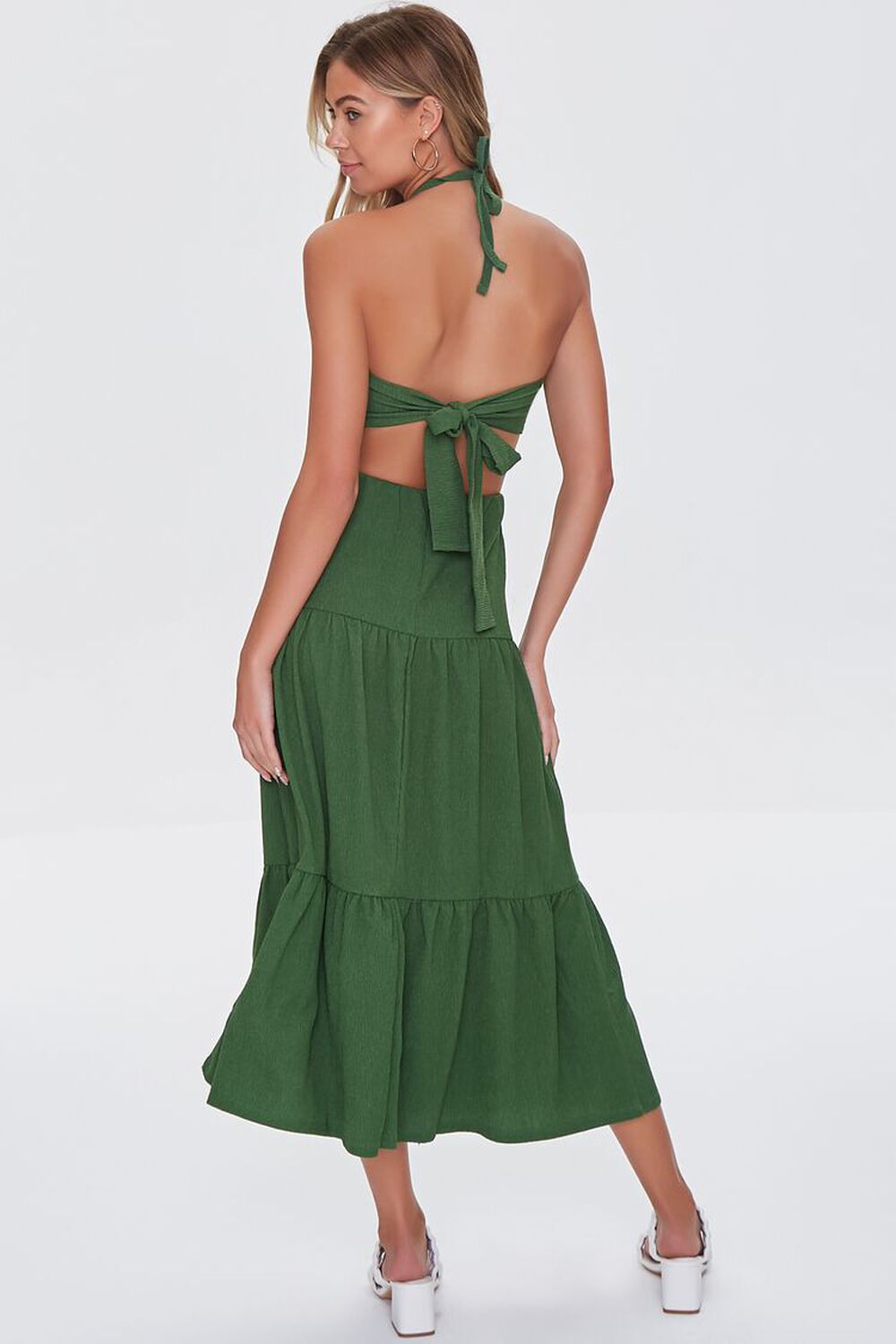 GREEN Crop Top & Tiered Midi Skirt Set, image 3