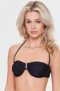 BLACK Ribbed Halter Bikini Top, image 1