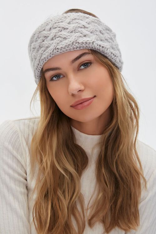 GREY Brushed Cable Knit Headwrap, image 1