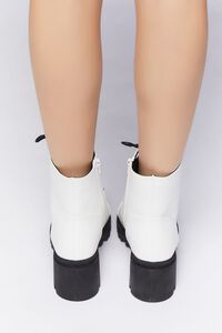 WHITE Faux Leather Combat Boots, image 3