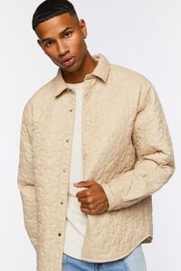 TAUPE Star Quilted Bomber Jacket, image 6